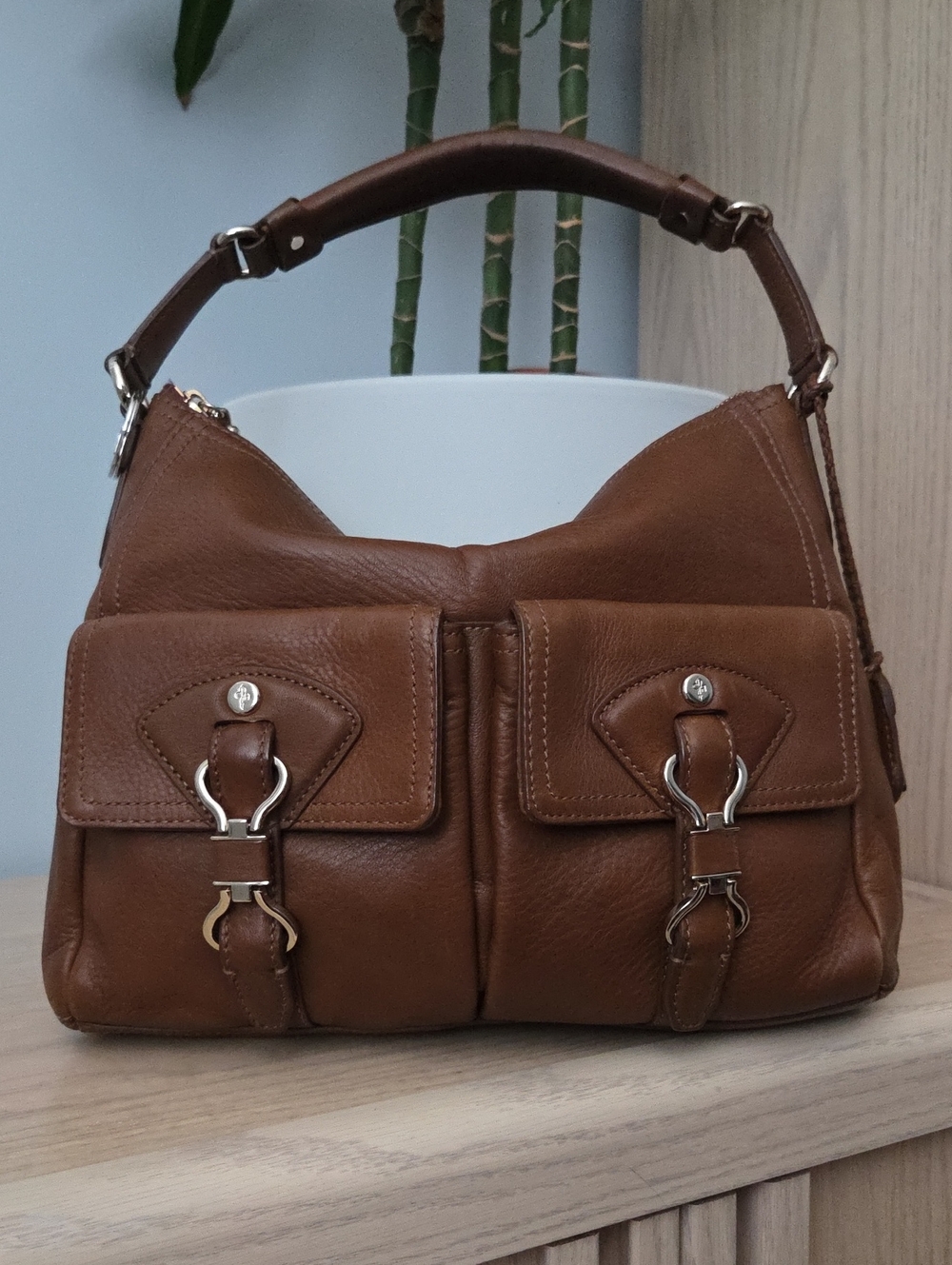 Vintage Cole Haan Ludlow Street Avery Hobo Shoulder Bag In Brown Pebbled Leather